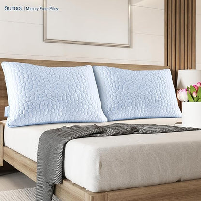 QUTOOL Enhanced Cooling Gel Pillow Queen Size 1 Pack, CertiPUR-US Shredded Memory Foam Pillows for Hot Sleepers, Support Yet Soft Adjustable Bed Pillow for Side, Back, Stomach Sleepers, Home Gifts