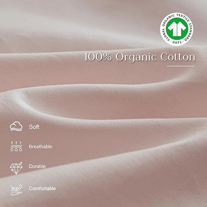 Simple&Opulence Kids 100% Organic Cotton Full Duvet Cover Ruffle 3Pcs(1 Comforter Cover 2 Pillowcases) Cute Lace Vintage Boho Shabby Chic Farmhouse Bedding Set Teen Girls(Peach Pink,Full)