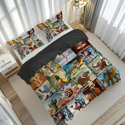 Italian Brainrot Bedding Duvet Cover Set,Funny Fusion AnimalsTwin Full Queen King Comforter Cover Bedding Set for Kids Boys Bed Decor Gifts ﻿ (Color 10,King (104" x 90"))