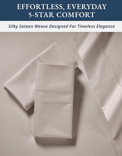 LANE LINEN 100% Egyptian Cotton Bed Sheets - 4PC Queen Sheets Set, Long Staple Cotton Bedding Sheets, Sateen Weave, Luxury Hotel Sheets, Deep Pocket - Nacreous Clouds