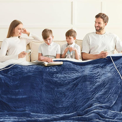 Heated Electric Blanket King Size - 90" x 100" Heating Blanket with Dual Control, 10 Heating Levels & 8 Hours Auto Off, Soft Warm Flannel Blanket, Christmas Birthday Gifts for Senior Grandma