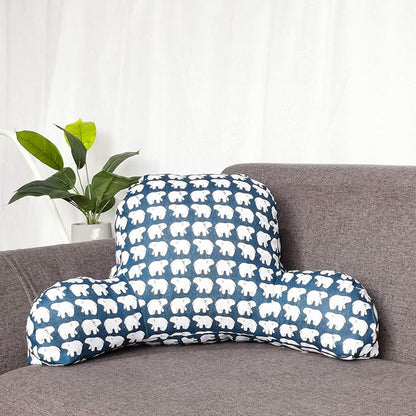 Bohemian Printed Reading Pillow with Support Arms Soft Bed Rest Pillows Back Support Cushion for Kids Reading Watching TV Sitting Up in Bed (23"×16"×10",Ice Bear)