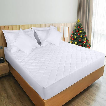 Utopia Bedding 2 Pack Quilted Fitted Mattress Pad, King Size, Elastic Fitted Mattress Topper Protector and Cover with Deep Pocket Stretches up to 16 Inches, Machine Washable (White)