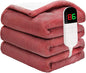 Heated Throw Blanket 50"×60" - Premium Cosy Soft Electric Blanket with 6 Heating Levels,Fast Heating Flannel Sherpa Blanket for Bed & Couch - Auto Shut Off/Machine Washable (Wine)