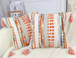 Boho Throw Pillow Covers 16x16 Aesthetic Neutral Boucle Couch Pillow Cover Rainbow Striped Decorative Accent Pillow Case for Couch Bed Sofa Farmhouse Bedroom,Modern Funky,Set of 2 Red