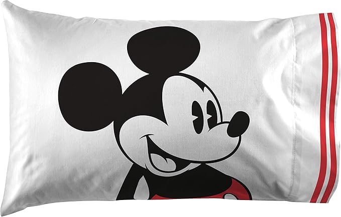 Jay Franco Disney Mickey Mouse Jersey 4 Piece Twin Bed Set - Includes Reversible Comforter & Sheet Set - Super Soft Fade Resistant Polyester (Official Product)