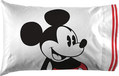 Jay Franco Disney Mickey Mouse Jersey 4 Piece Twin Bed Set - Includes Reversible Comforter & Sheet Set - Super Soft Fade Resistant Polyester (Official Product)