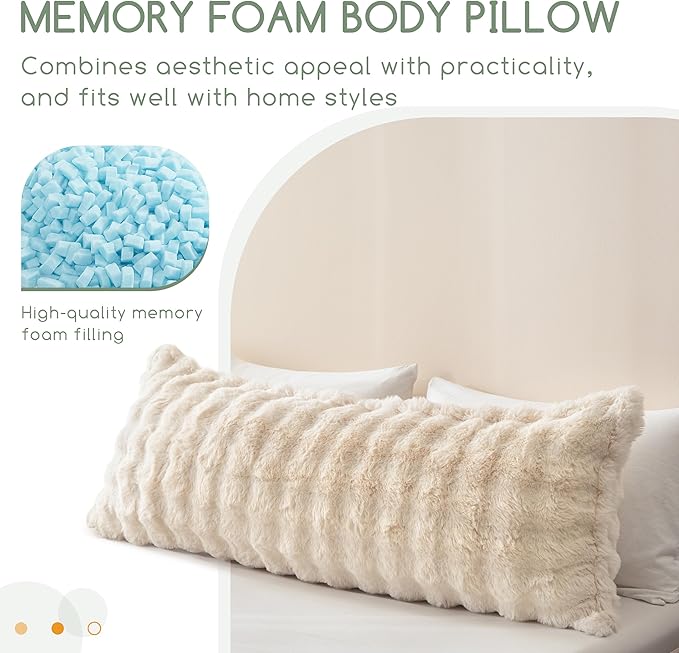 HIGOGOGO Memory Foam Body Pillow, Extra-Long Bed Pillow for Adults, Thickened Full Body Pillow with Removable Pillow Cover(20x54 Inch)