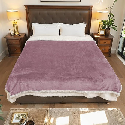 Electric Heated Blanket Throw Size - 50"x60", Soft Flannel Heating Blanket, 4 Heating Levels, 3 H Auto Shut Off, Breathable Warm and Washable for Sofa, Purple