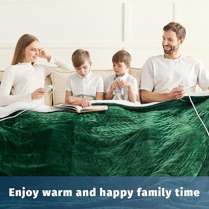 Heated Electric Blanket Queen Size - 84" x 90" Heating Blanket with Dual Control, 10 Heating Levels & 8 Hours Auto Off, Soft Warm Flannel Blanket, Christmas Birthday Gifts for Senior Grandma