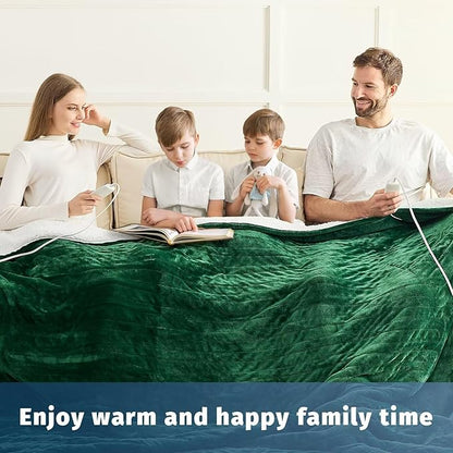 Heated Electric Blanket Queen Size - 84" x 90" Heating Blanket with Dual Control, 10 Heating Levels & 8 Hours Auto Off, Soft Warm Flannel Blanket, Christmas Birthday Gifts for Senior Grandma