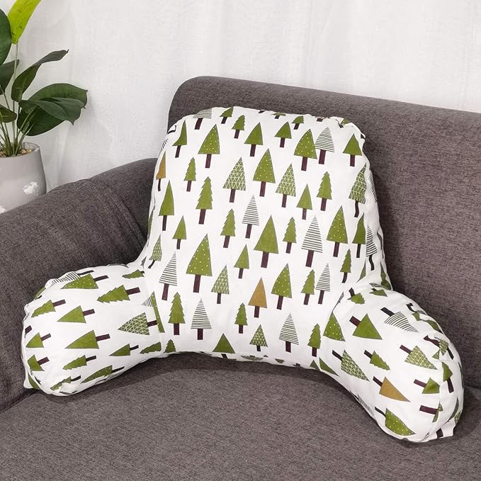 Bohemian Printed Reading Pillow with Support Arms Soft Bed Rest Pillows Back Support Cushion for Kids Reading Watching TV Sitting Up in Bed (23"×16"×10",Tree)