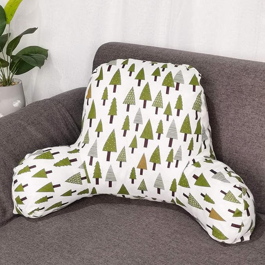 Bohemian Printed Reading Pillow with Support Arms Soft Bed Rest Pillows Back Support Cushion for Kids Reading Watching TV Sitting Up in Bed (23"×16"×10",Tree)