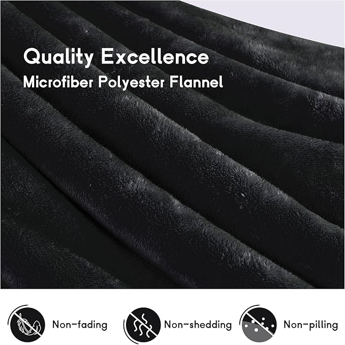 Heated Blanket Electric Blanket Full Size 72''x84'', Soft Flannel Heating Blanket with 1-10 Hour Auto Off - 6 Heat Settings - Machine Washable - Black