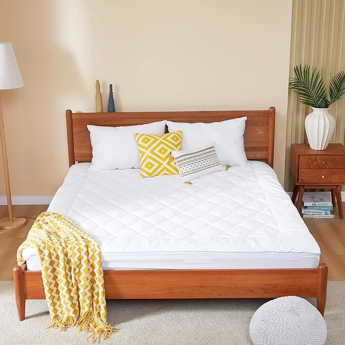 Full Mattress Pad Cotton Mattress Pad Cover Quilted Mattress Cover 18-22" Deep Pocket Mattress Protector Full Size Thin Down Alternative Filling Noiseless & Breathable