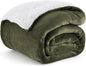 Bedsure GentleSoft Sherpa Fleece Throw Blanket Twin Size for Couch - Thick and Warm Throw for Women and Men, Soft Fuzzy Plush Twin Blanket for Winter, Olive Green, 60x80 Inches