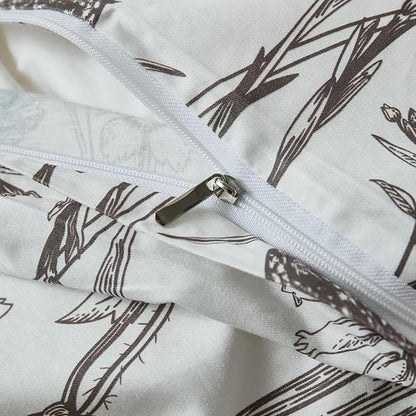 100% Cotton Duvet Cover King Size – Vintage Botanical Sketch Elegant Taupe Floral Duvet Cover Set with Zipper Closure, 3-Piece Soft Breathable Natural Premium Cotton Bedding Set