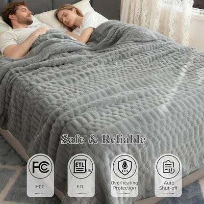 Heated Blanket Full,Electric Flannel Blanket,Heating Blanket with ETL & FCC & 12 Heating Levels & Auto Shut Off，Machine Washable -74"x84"