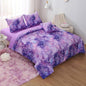 Galaxy Constellation Print Comforter Set Twin Girls Gradient Bedding Set,6 Piece Bed in a Bag with Sheet Bedding Gift for Kids(Purple)
