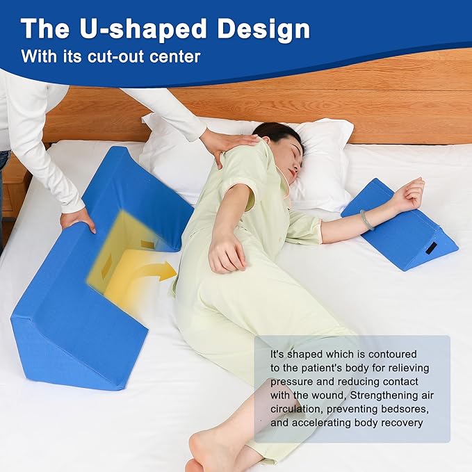 TYYIHUA 35" Wedge Pillow for Side Sleeping,Training for Side Sleeping with Detachable Small Wedge Pillow,Positioning Wedge for Side Sleeper,Back Support,Reducing Snoring,Preventing Bedsores (R-shaped)