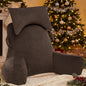Portable Reading Pillows with Headrest for Bed Sitting Up(Brown Oeko-Tex), Velvet Back Pillow with Arms & Pockets for Adults, Support Memory Foam Bed Pillow for Dorm/Reading/Watching/Gaming