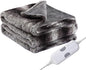 Electric Heated Blanket Throw Size 50" x 60", Super Cozy Warmth Soft with 4 Heating Levels & 4 Hours Auto Off, Plush Faux Fur & Sherpa, Machine Washable, Home Office Use, Gray White