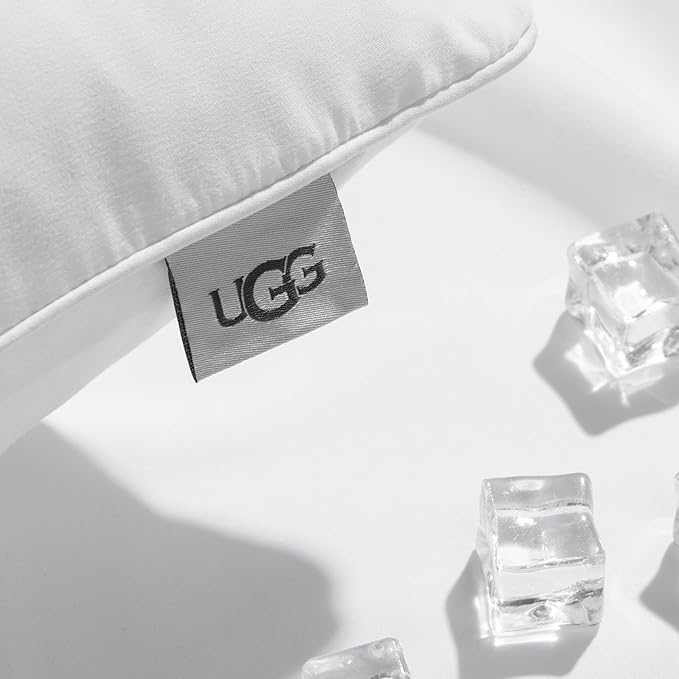 UGG Cooling Pillow Standard Size Pillow Hotel Style for Stomach, Back or Side Sleepers, Washable Cover Down Alternative for King Beds, 20-inch x 36-inch, White