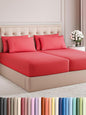 Split King Sheets Set 7 Piece - Includes 4 Pillowcases - Bed Sheets Split King Size - Soft Hotel Luxury Bedding - Cooling, Comfy & Breathable - 1 Flat & 2 Fitted & 4 Pillowcases w/ Deep Pockets - Red
