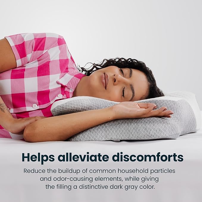 IWS I WANNA SLEEP Cervical Original Neck Plus Charcoal Premium Ergonomic Memory Foam Activated Charcoal Hypoallergenic Pillow for Neck and Back Pain Relief – Orthopedic Pillow