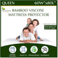 Four Seasons Essentials Queen Size Waterproof Mattress Protector - Cooling Viscose derived from Bamboo Fitted Sheet Mattress Cover - Quilted Jacquard Pad Protects from Dust Allergens
