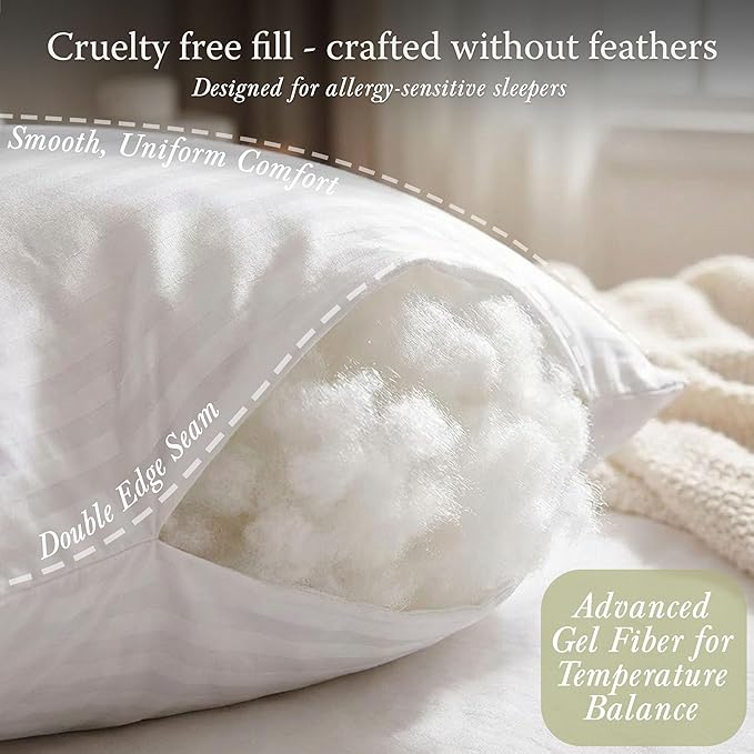 Threadmill Bed Pillows Queen Size Set of 2 | Soft Down Alternative Cooling Bed Pillow for Sleeping | Soft Pillows for Bed | 20x30 Hotel Pillow, Queen Pillows 2 Pack for Back, Stomach or Side Sleepers