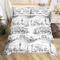 Southwest Cowboy Duvet Cover Set Twin Size Western Desert Bedding Set 2Pcs Black White Farmhouse Comforter Cover for Boys Men Girls Adult Room Decor Wild Horse Cactus Quilt Cover,1 Pillowcase