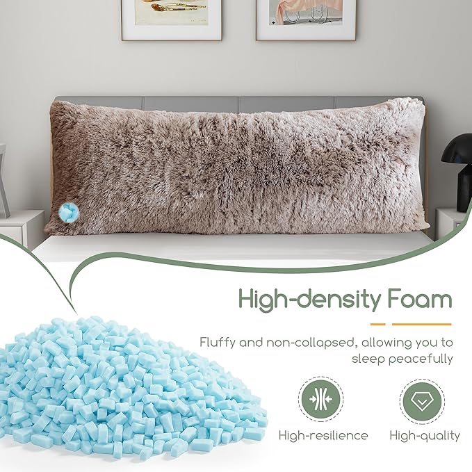 HIGOGOGO Body Pillow for Adults Extra Long Full Body Pillow with Removable Cover and Memory Foam Filling, for Side Sleepers and Pregnancy, Soft Support Pillow, Machine Washable (20x54 Inch)