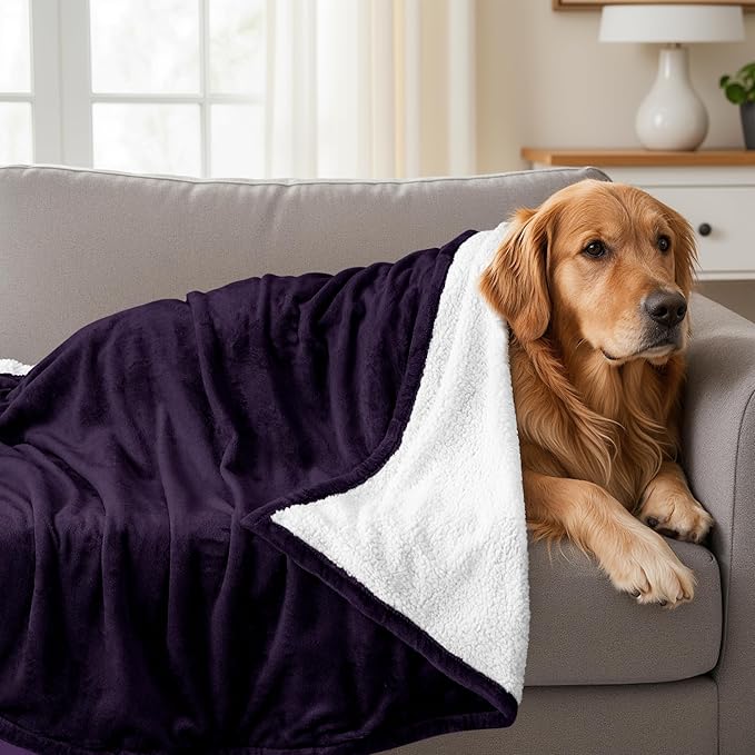 Utopia Bedding Sherpa Blanket California King Size (Plum, 102x96 Inches) - Soft Plush Fleece Reversible Blanket for Bed, Sofa, Couch, Camping and Travel