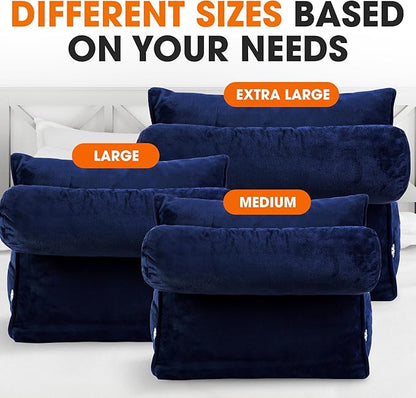 Cheer Collection Reading Wedge Pillow – TV Pillow with Adjustable Bolster Pillow, Memory Foam Back Support for Couch & Bed, Pillow Chair for Bed, Reading Pillows for Adults & Kids, Navy Blue