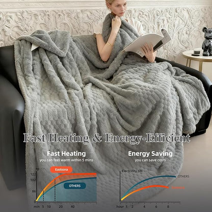 Heated Blanket Full,Electric Flannel Blanket,Heating Blanket with ETL & FCC & 12 Heating Levels & Auto Shut Off，Machine Washable -74"x84"