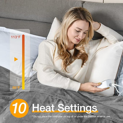 WOOMER Electric Blanket Full Size,Durable Flannel and Soft Sherpa,Dual Control,77”×84” Heated Throw Blanket, 10 Heat Levels&0.5-12h auto-Off,Energy Efficient,ETL Certified