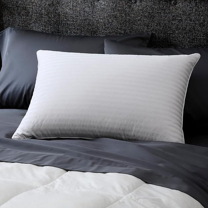 Cuddledown Dreamstead 600 Fill Power Pillow | European White Down | 100% Cotton Shell, Damask Stripe | Hypoallergenic | Handcrafted | Oeko-TEX & RDS Certified | 20" x 30" | Queen | Soft