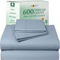 California Design Den Luxury Queen Size Sheet Set - 100% Cotton, 600 Thread Count Deep Pocket Queen Sheets, Hotel-Quality Bedding with Sateen Weave - Blue