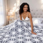 Electric Heated Blanket Full Size 72"x84" Ultra Soft Sherpa Fleece with Elegant Prints, 5 Heat Levels & 10H Auto-Off, Fast Heating for Cozy Winter Comfort, Grey & White