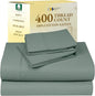 California Design Den Queen Sheet Set - Soft 400 Thread Count Sateen, Natural 100% Cotton Sheets, Deep Pockets with All Around Elastic for a Snug Fit, Durable Bedding Set - Sage Green