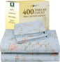 California Design Den Floral Printed Queen Sheet Set - 400 Thread Count Sateen, Natural 100% Cotton Sheets Queen Size Bed Set, Deep Pockets, and Durable Bedding - Antique Rose