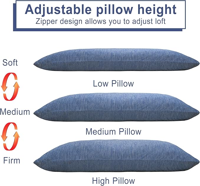 DWCN Memory Foam Body Pillow – Cooling Breathable & Supportive Full Length Pillow for Side Sleepers, Pregnancy, Leg & Back Pain Relief, 20x60 Inch Blue