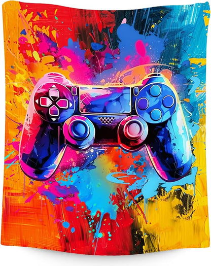 Gamer Blanket Boys Blankets Gifts for Teens/Men - 60x80 Inches Cool Soft Cozy Gaming Throw for Bed