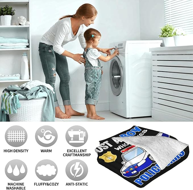 Police Car Blanket for Boys Kids Child Toddler Soft Fleece Police Blanket Just A Boy Who Loves Police Car Throw Blanket for Couch Bed Sofa Decor Birthday Police Gifts 30"x40"-XS