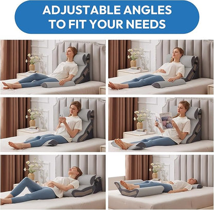 4PCS Wedge Pillow Set for After Surgery, Back Pillow for Bed Sitting up, 10-in-1 Foam Wedge Pillow for Acid Reflux & Back Pain Relief, Post Surgery Pillow for GERD & Snoring, Grey