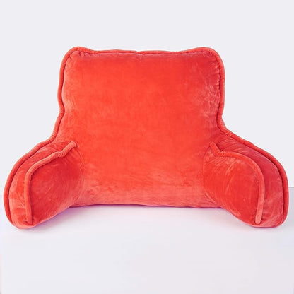 Home Soft Things Super Soft Bedrest Reading Pillow, Lounger Backrest Pillow for Sitting in Bed with Arms Pockets, 20" x 18" x 17", Fiesta