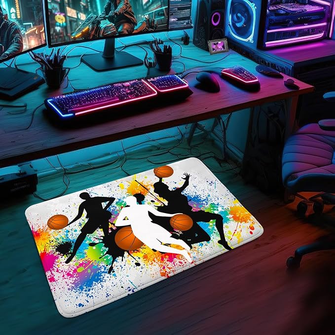 Basketball Rug for Boys Bedroom - Sports Rug for Boys Bedroom Kids Carpet, Basketball Carpet for Playroom Living Room Floor Mats Indoor Outdoor, 2x3 Feet