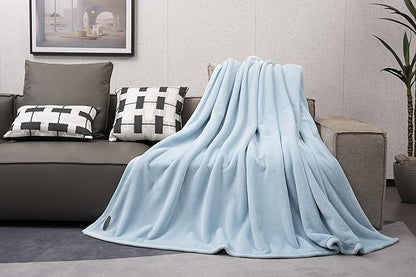 Mellowdy Extra Thick Hearty Plush Flannel Blanket (Light Blue, 108x90) - 500GSM King Size Warm Blanket for Winter, Fall | Soft, Fluffy, Cuddly, Perfect for Bed, Oversized Throw for Couch, Sofa