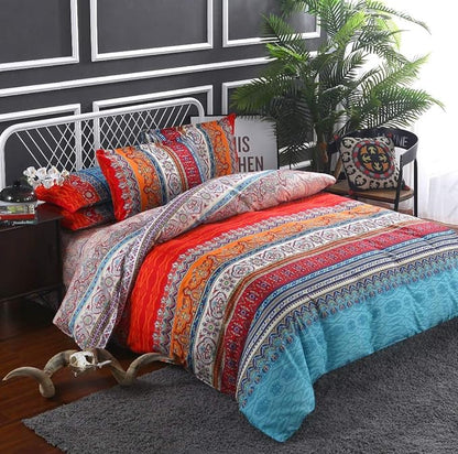 Jane yre Boho Twin Duvet Cover Brushed Microfiber 3 Pieces Twin Bedding Set, Bohemian Boho Colorful Retro Print Duvet Cover, with Zipper Closure, Durable Easy Care (NO Comforter)